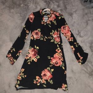 Elegant Black Flower Dress